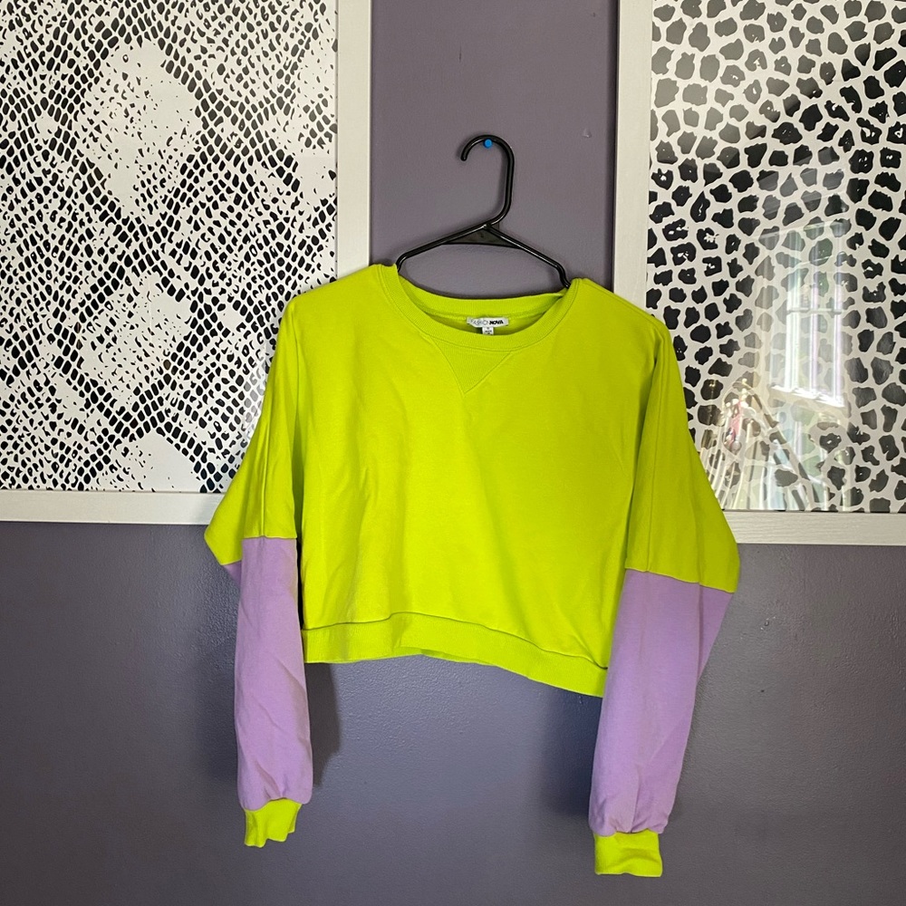 Neon Fashion Nova Semi cropped long sleeve  top